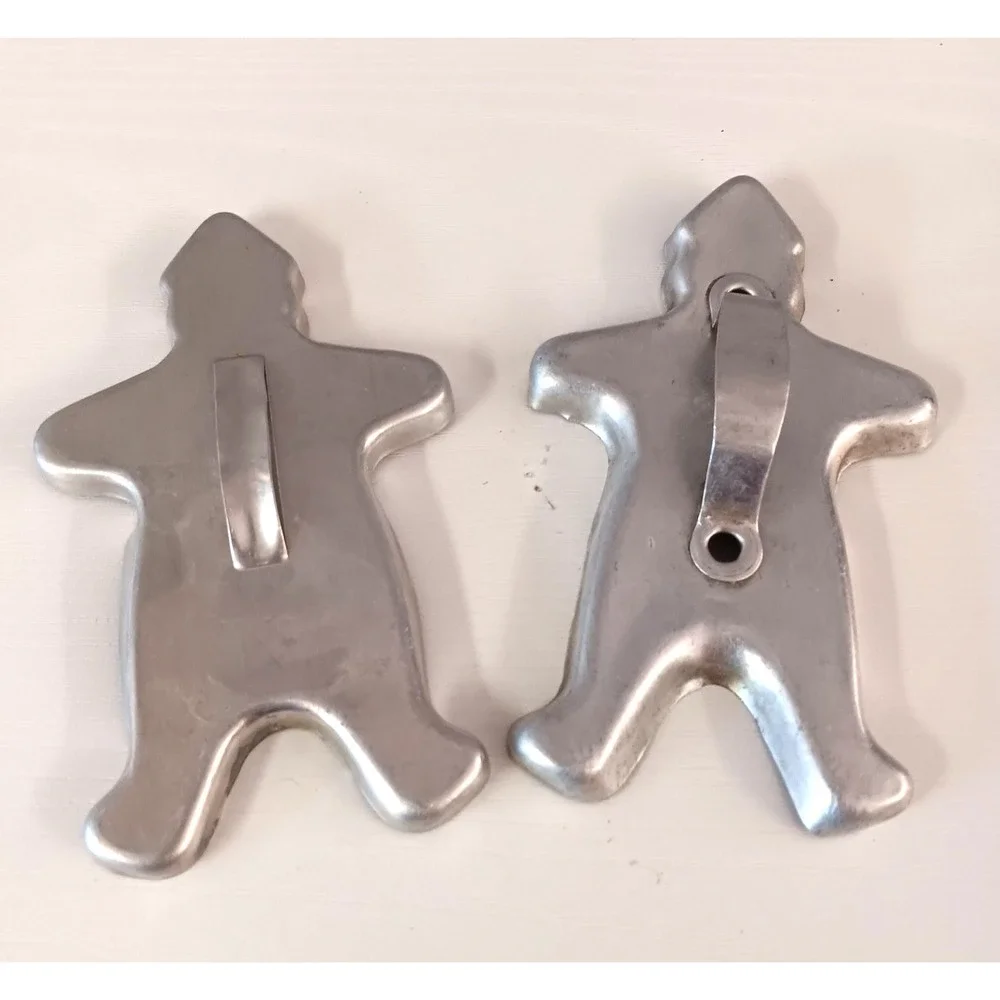Vintage Mirro Aluminum Gingerbread Man Cookie Cutters - Set of 2 Retro Christmas